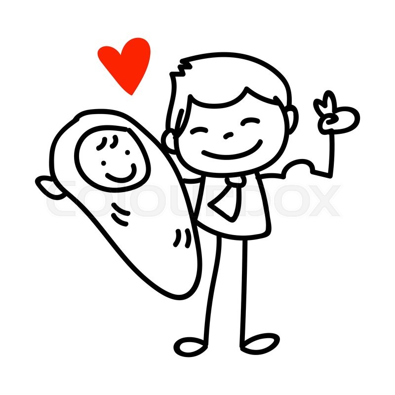 800x800 Hand Drawing Cartoon Happy Dad Father Stock Vector Colourbox - Father Drawing