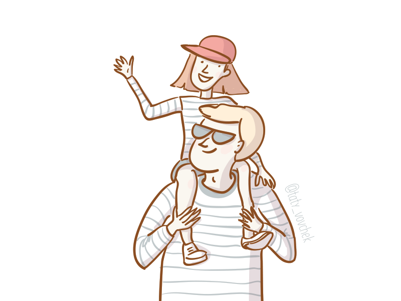 800x600 Cute Father Daughter Illustration - Father Drawing