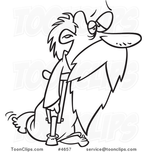 581x600 Cartoon Black And White Line Drawing Of An Old Father Time Using - Father Time Drawing