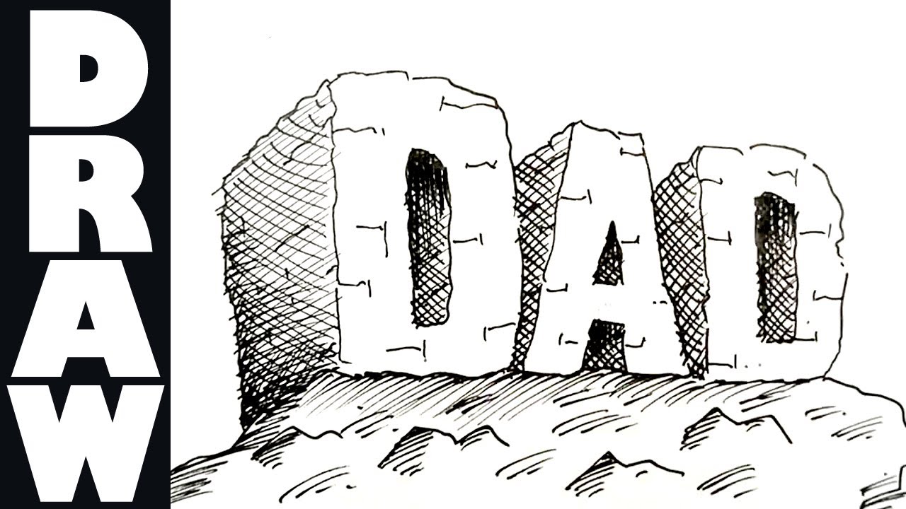 1280x720 Draw Dad In Words Of Rock For Father's Day - Fathers Day Drawings