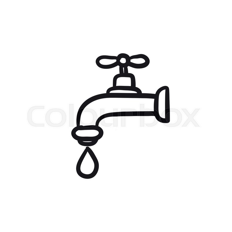 800x800 faucet with water drop vector sketch stock vector colourbox - Faucet Drawing