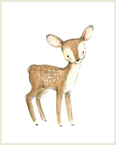 384x480 fawn giclee baby and kids deer drawing, art, nursery art - Fawn Drawing