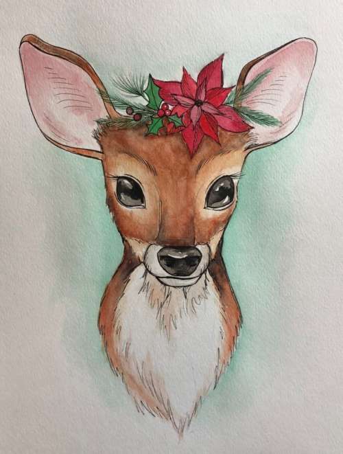 500x661 holiday fawn water color class binghamton events bingpop - Fawn Drawing