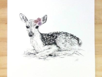 420x318 baby deer print - Fawn Drawing