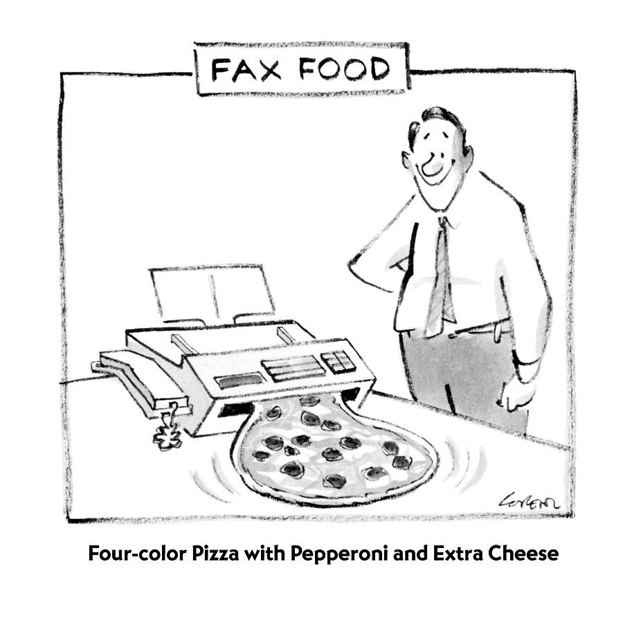900x893 fax food 'four color pizza with pepperoni drawing - Fax Drawing