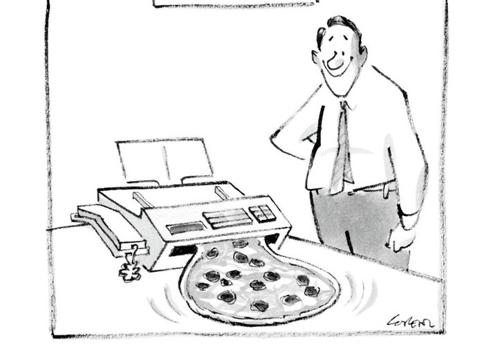 700x500 fax food 'four color pizza with pepperoni greeting card for sale - Fax Drawing