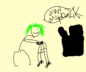 300x250 A Green Haired Old Woman Uses A Fax Machine Drawing - Fax Machine Drawing