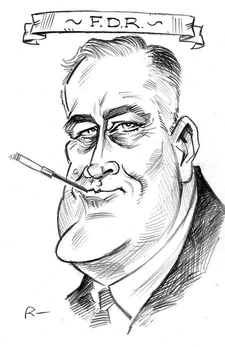 450x694 presidential caricatures - Fdr Drawing