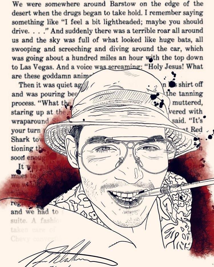 750x935 Drawing I Did Of Johnny Depphunter S Thompson In Fear - Fear And Loathing Drawings