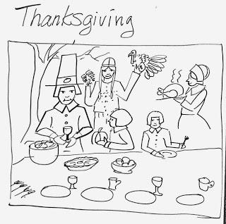 320x318 catinka knoth let's draw turkeys, a pilgrim feast, a cornucopia - Feast Drawing