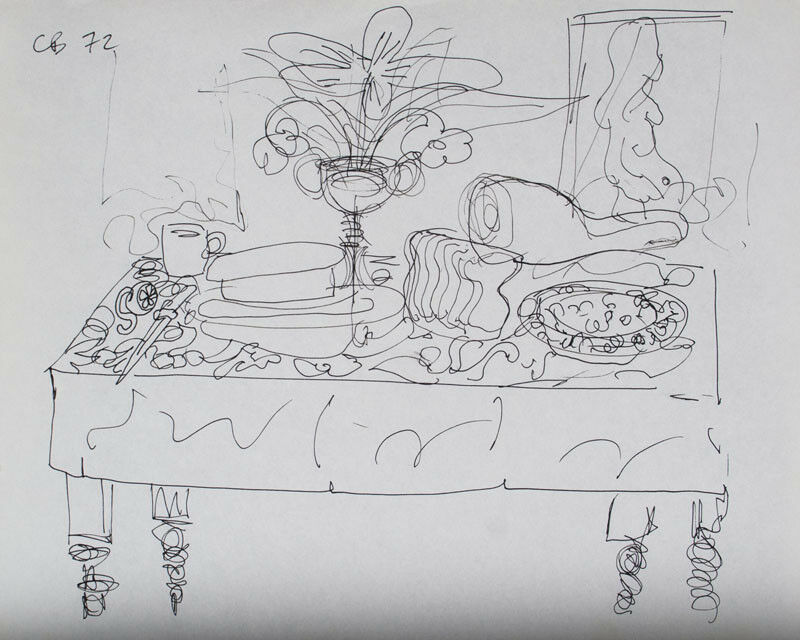 800x640 charles blackman 'feast' original signed drawing - Feast Drawing