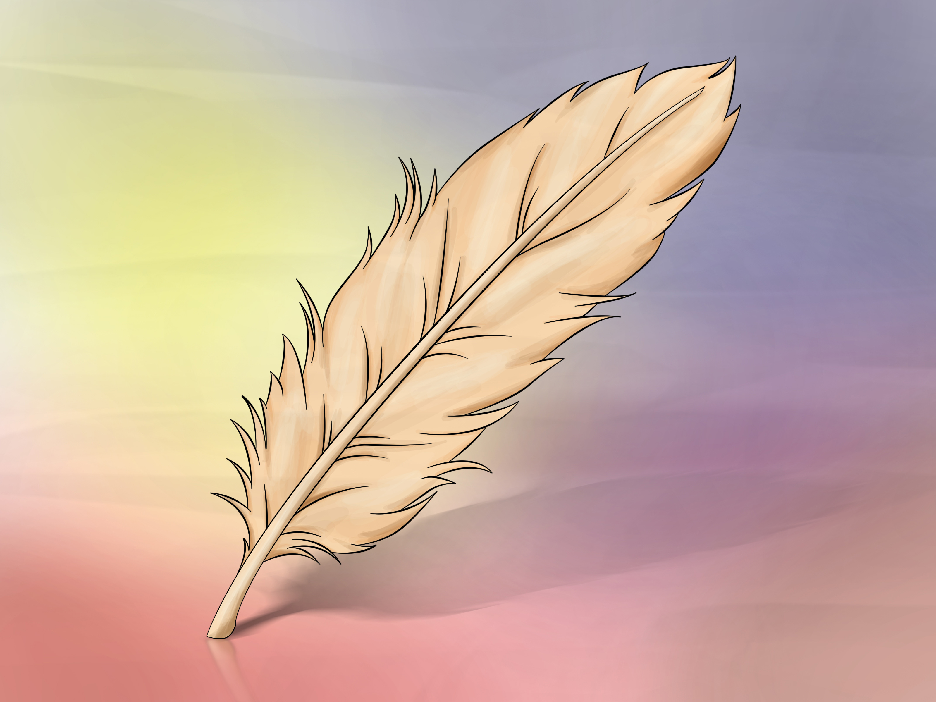 3200x2400 How To Draw A Feather Steps - Feather Drawing