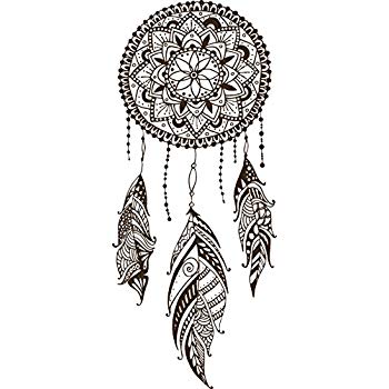 350x350 Dainty Brown Henna Flower Feather Dream Catcher - Feather Drawing Images
