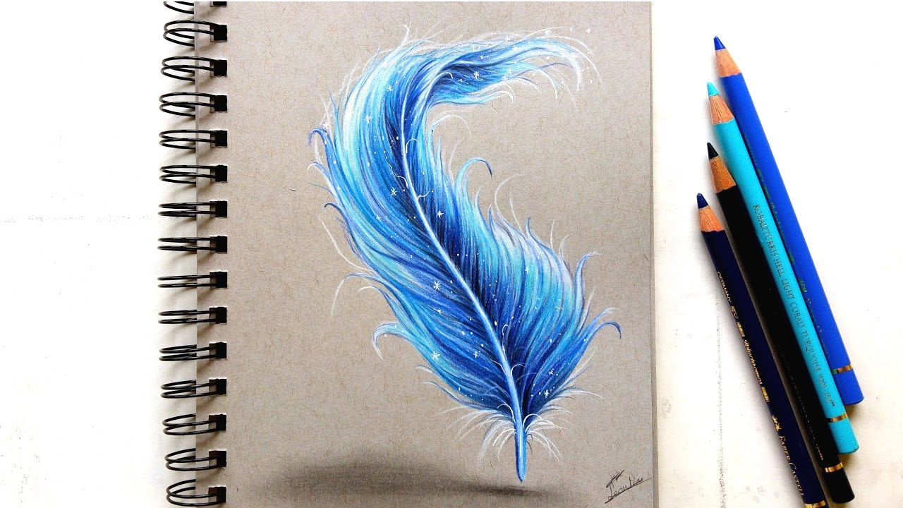 1280x720 Colored Pencil Drawing - Feather Drawing Images