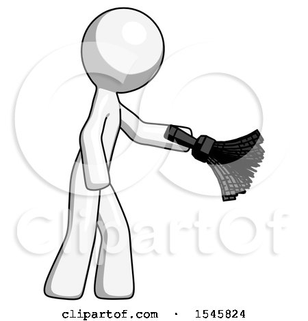 450x470 White Design Mascot Man Dusting With Feather Duster Downwards - Feather Duster Drawing