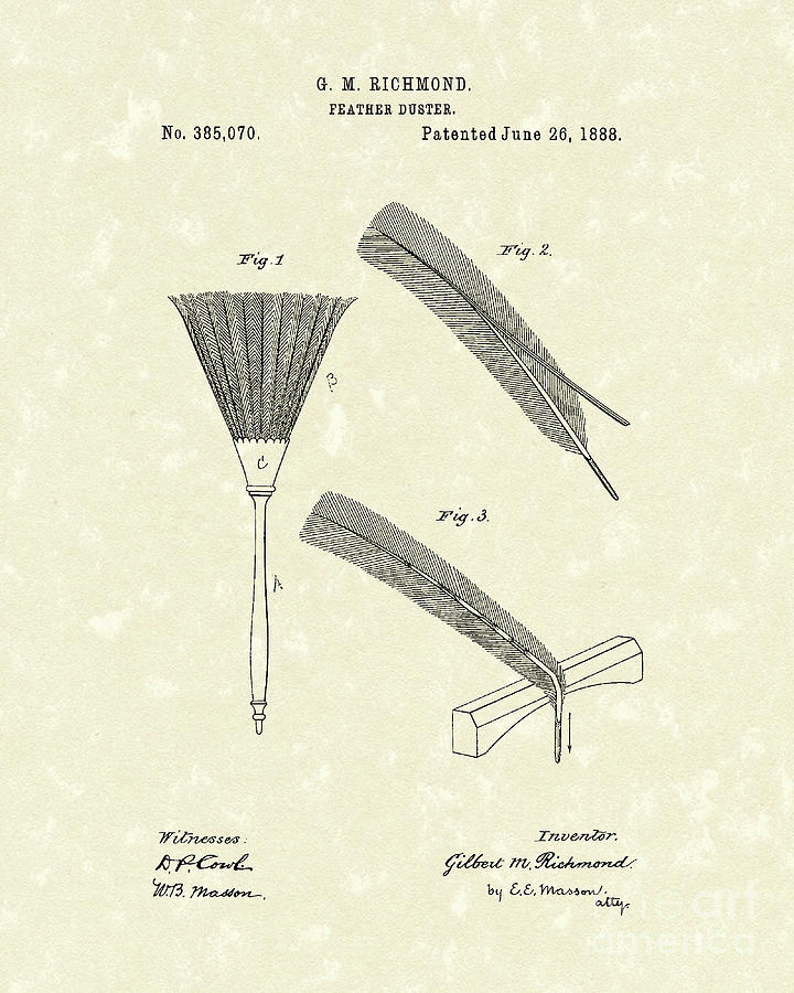 720x900 Feather Duster Patent Art Drawing - Feather Duster Drawing