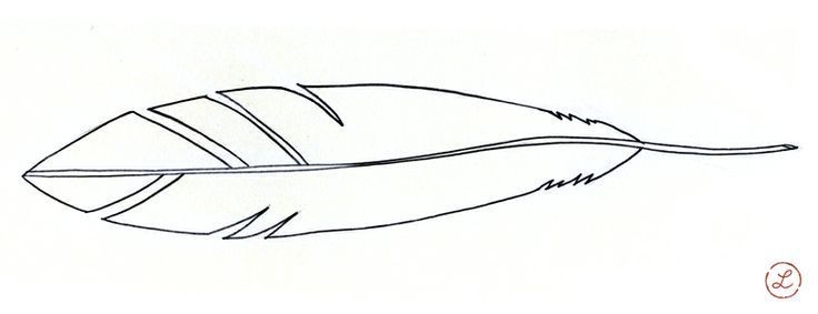 736x283 At Feather Outline - Feather Outline Drawing