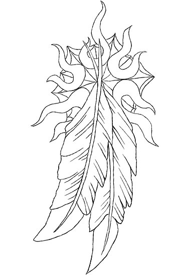 387x550 Feather Dreamcatcher Outline Posters - Feather Outline Drawing