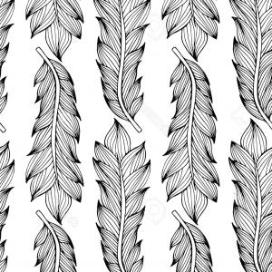 300x300 Photostock Vector Blue And White Colored Hand Draw Black Outline - Feather Outline Drawing