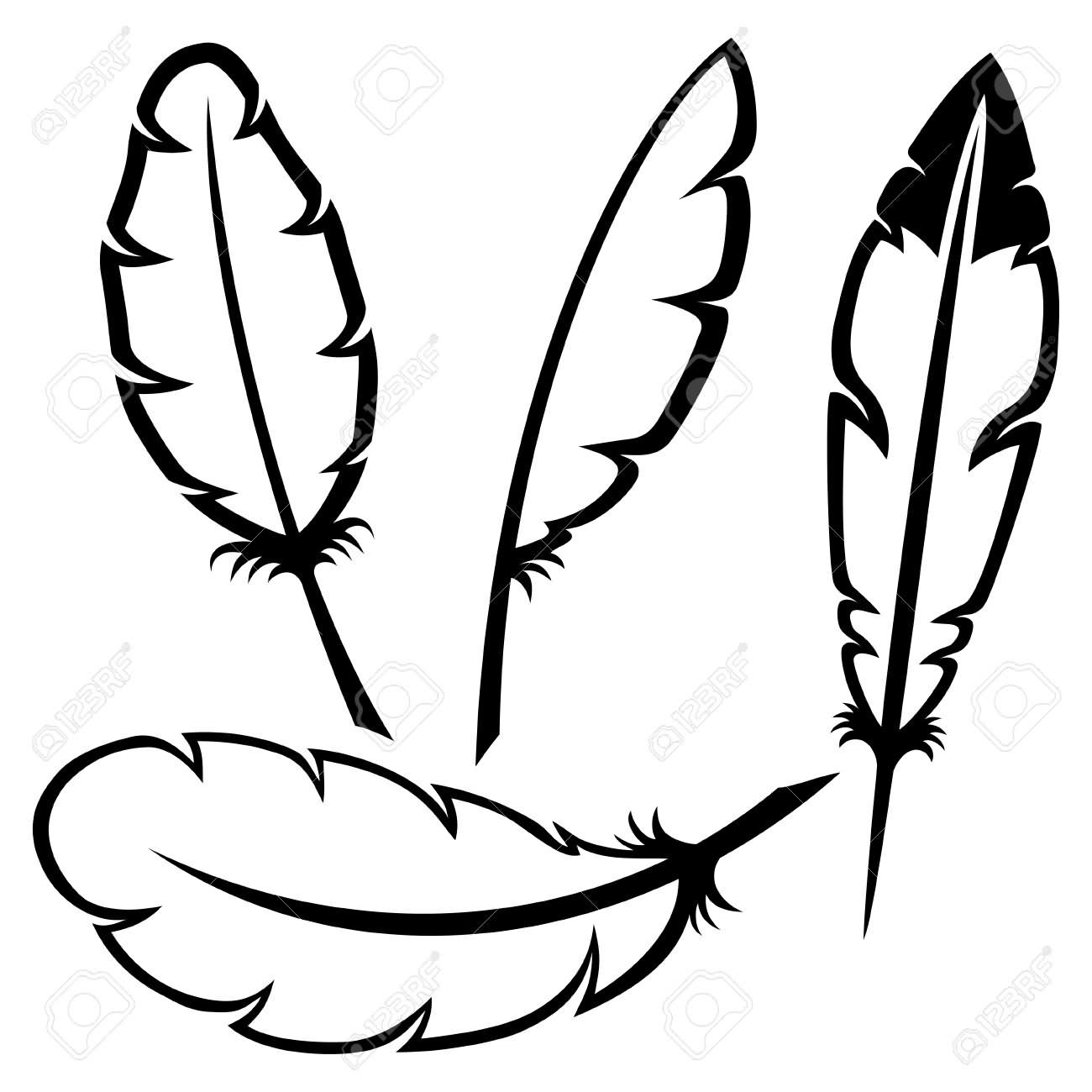 Feather Outline Drawing at PaintingValley.com | Explore collection of ...