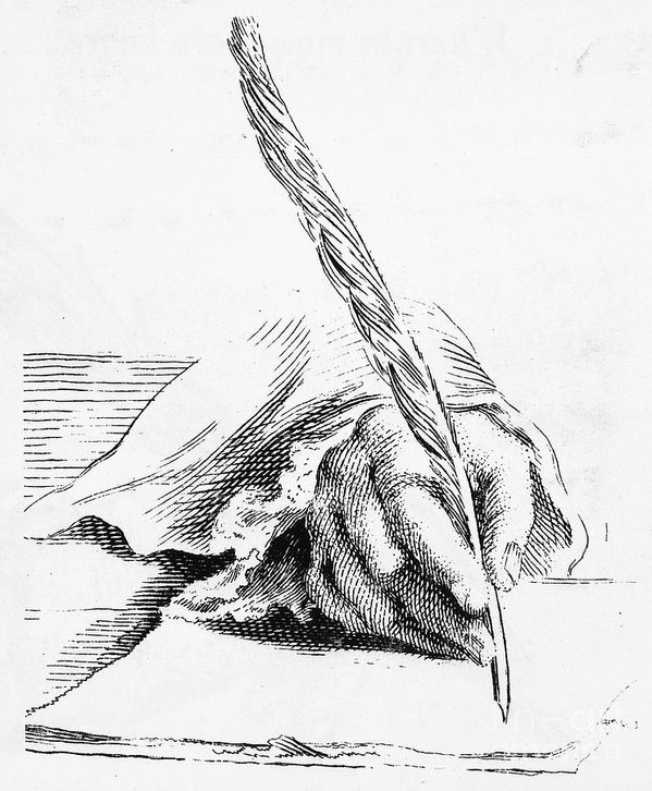 599x726 Handwriting Quill Pen Art Print - Feather Pen Drawing