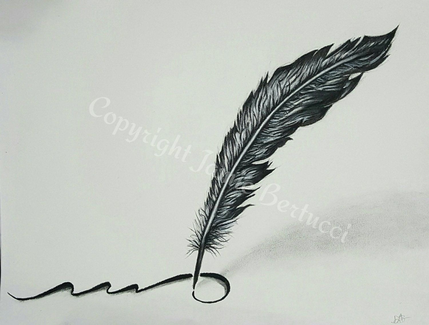 1500x1137 Original Write Your Own Story Charcoal Pencil Feather - Feather Pen Drawing