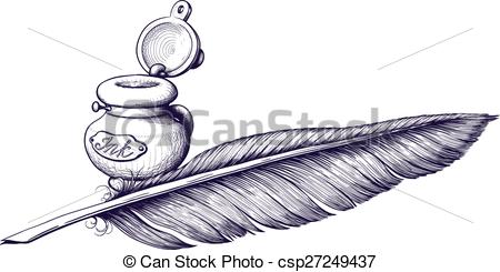 450x245 Pictures Quill Pen Drawing - Feather Pen Drawing