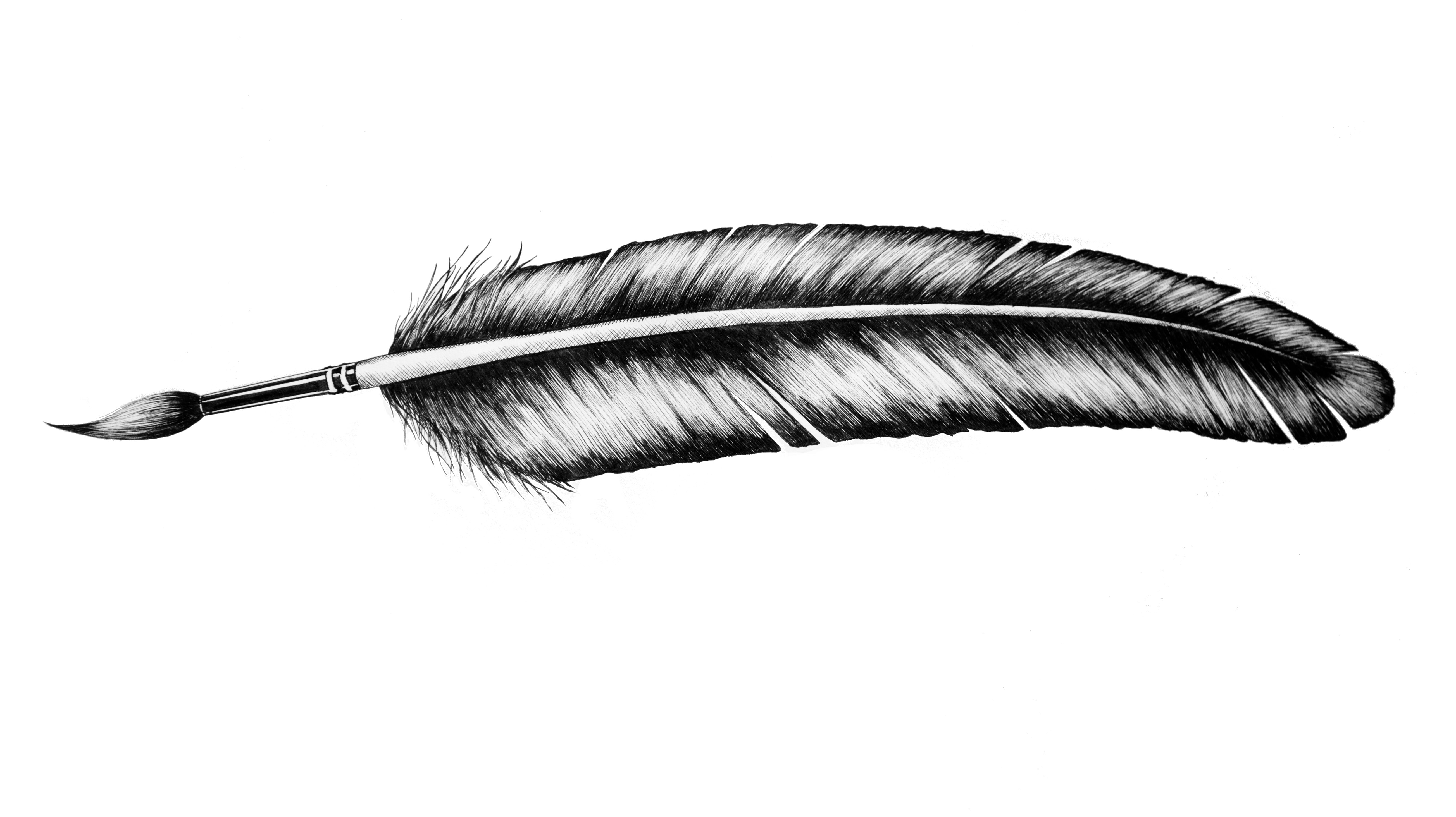 5213x2927 Quill Drawing Free Download - Feather Pen Drawing