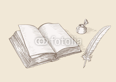 400x283 Old Book And Feather Pen Drawing Buy Photos Ap Images Detailview - Feather Pen Drawing