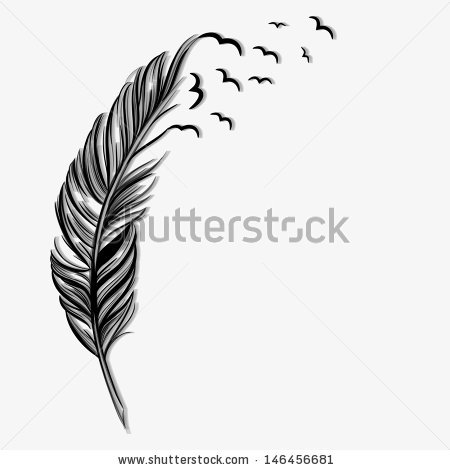 450x470 Feather Turning Into Birds Clip Transparent Download - Feather With Birds Drawing