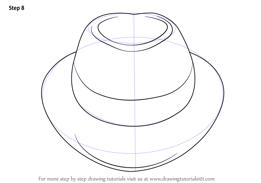 844x593 learn how to draw a hat - Fedora Hat Drawing