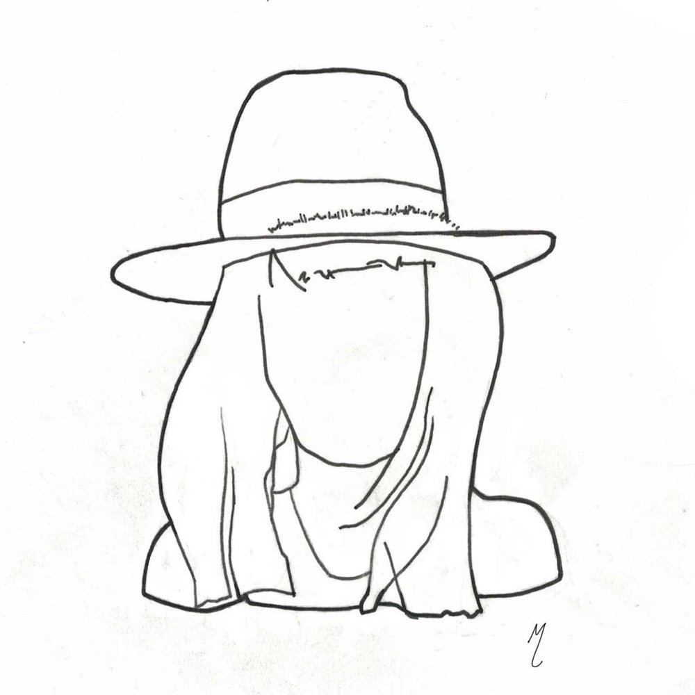 1000x1000 denise - Fedora Hat Drawing