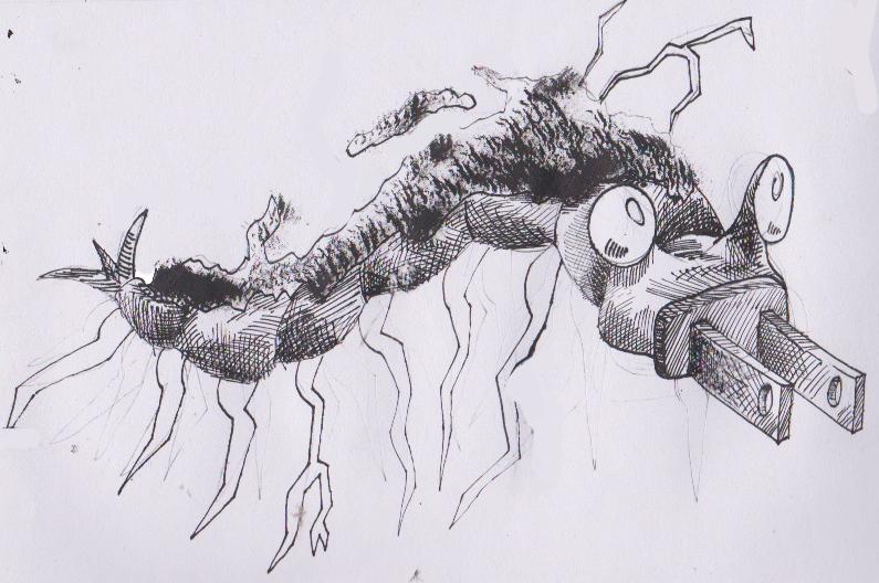 795x528 Electric Anomalocaris Ink Drawing, Feedback Learnart - Feedback Drawing