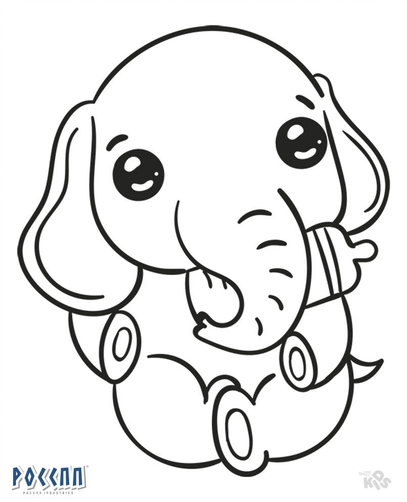 805x993 elephant and feeding bottle kawaii to color linear - Feeding Bottle Drawing