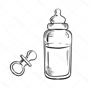 300x300 baby icon elements set pacifier duck feeding bottle slipper bib gm - Feeding Bottle Drawing
