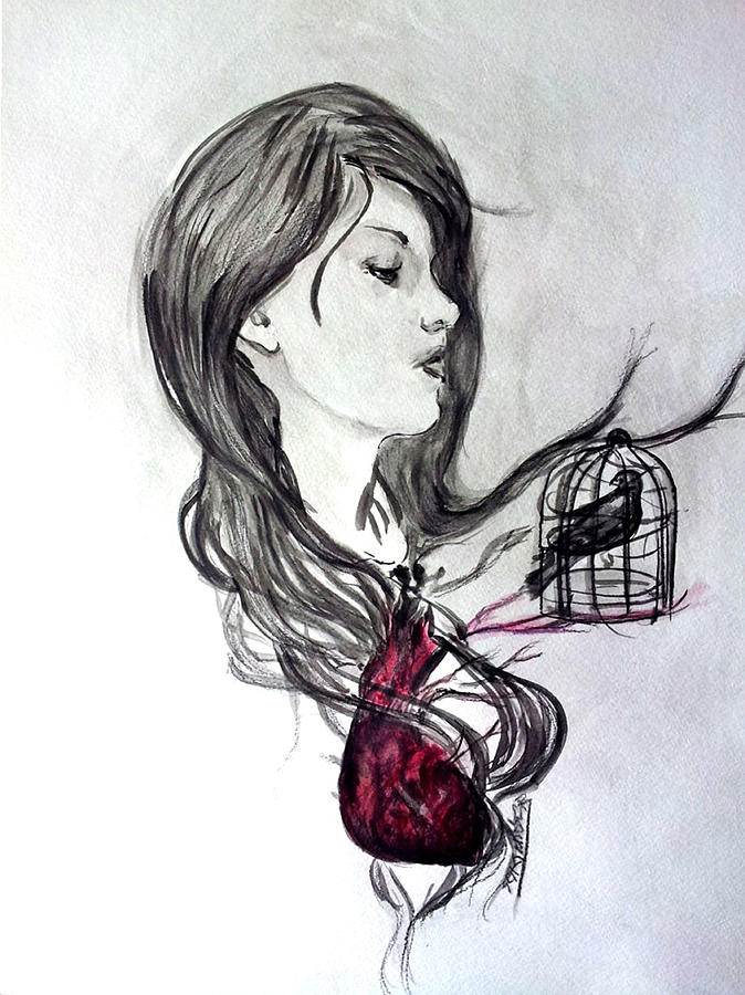 674x900 caged in feelings drawing - Feelings Drawing
