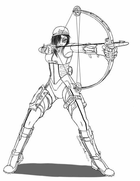 474x613 Female Archer Drawing Gtgt - Female Archer Drawing