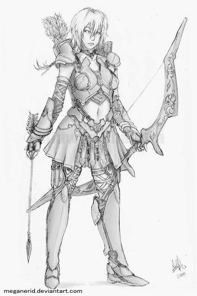 683x1024 Female Archer Rena - Female Archer Drawing