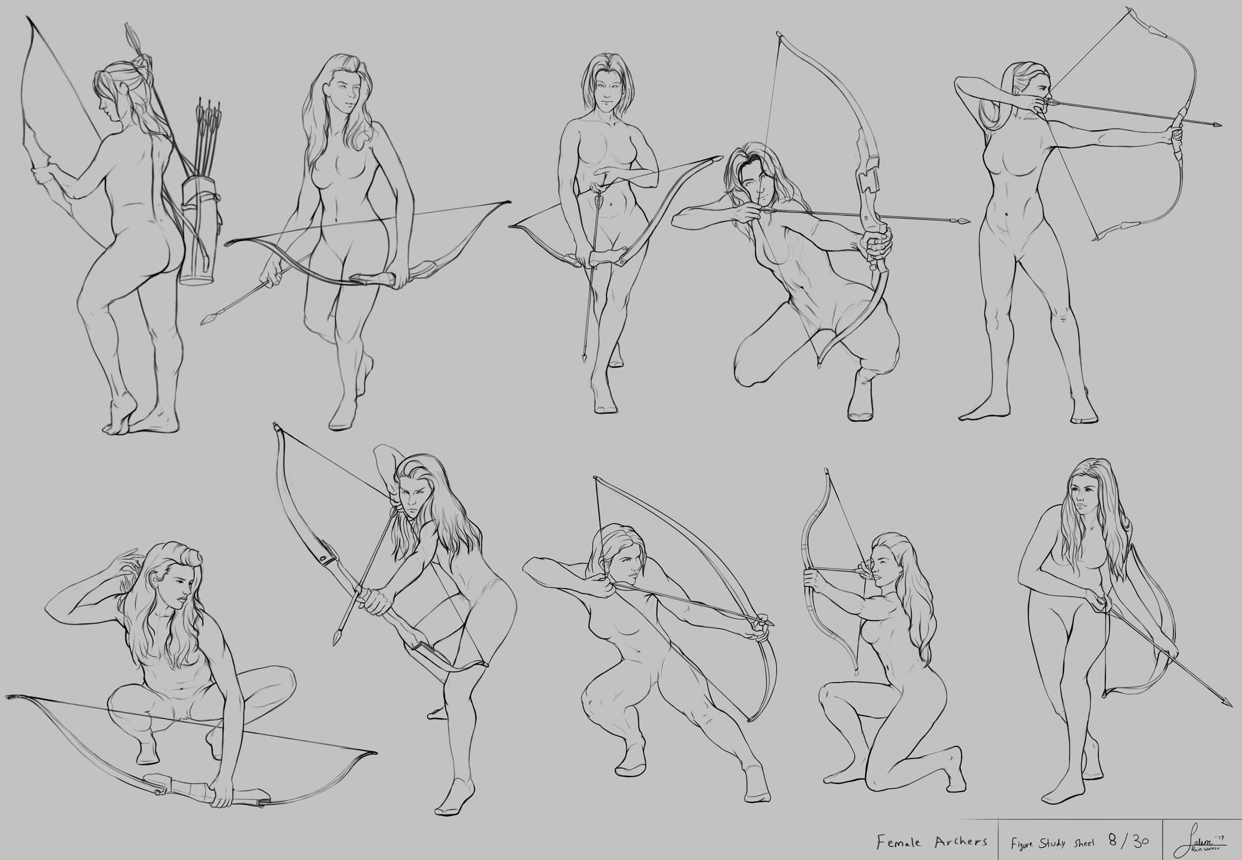 2500x1731 Figure Drawing Part Detailed - Female Archer Drawing