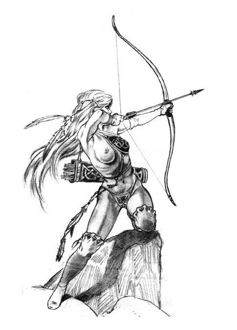 484x674 Girl Female Archer - Female Archer Drawing