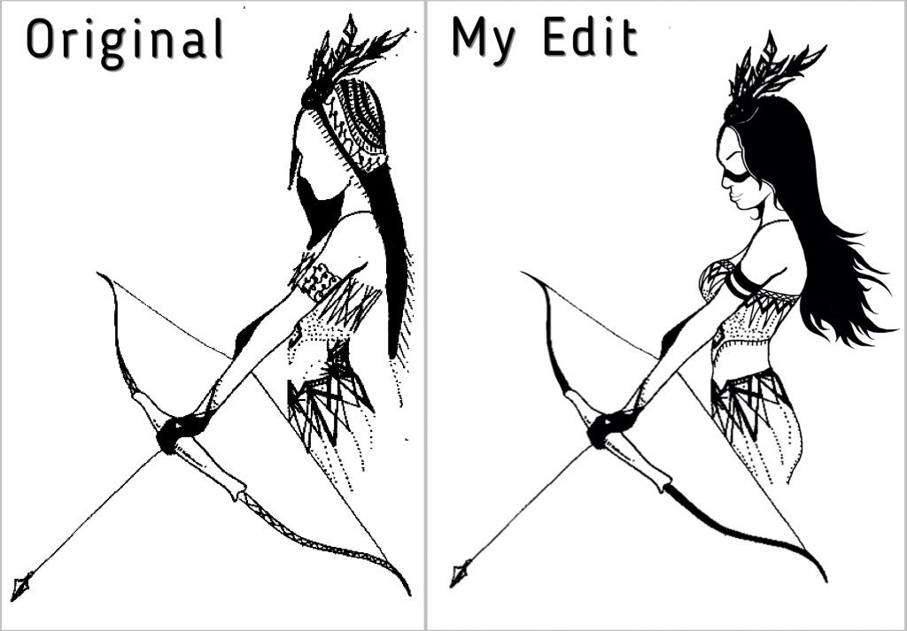 1024x713 Took A Drawing Of An Aboriginal Young Female Archer And Put My Own - Female Archer Drawing
