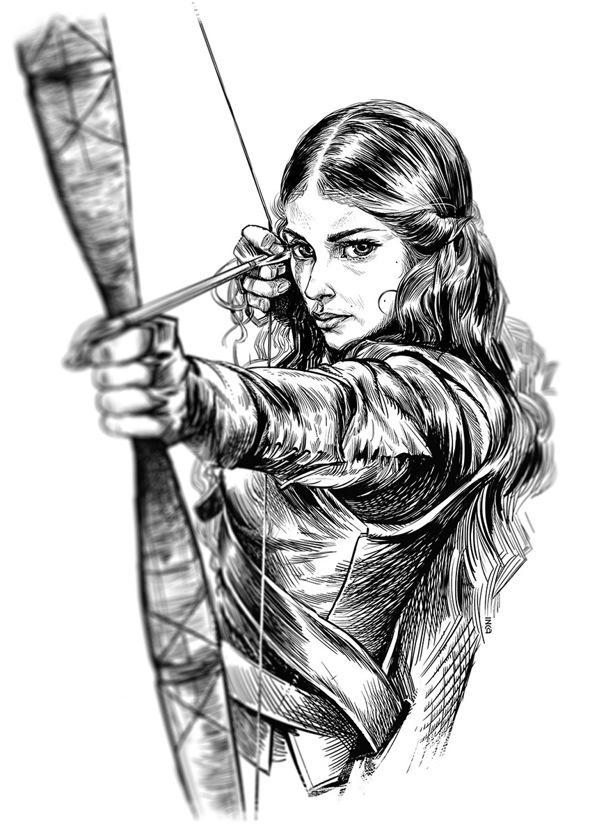 Artstation - Female Archer Drawing. 