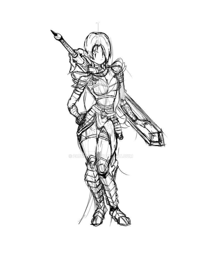 800x1000 Practice Drawing Of Female Figure With Armor - Female Armor Drawing