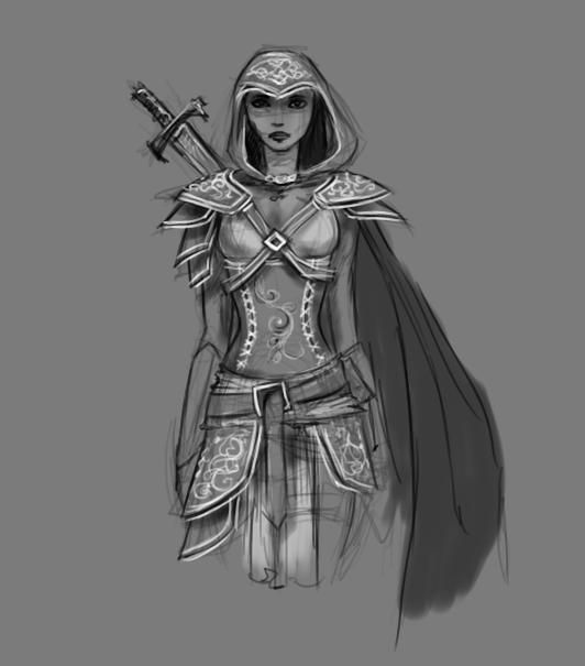 Female Armor Sketch - Female Armor Drawing. 