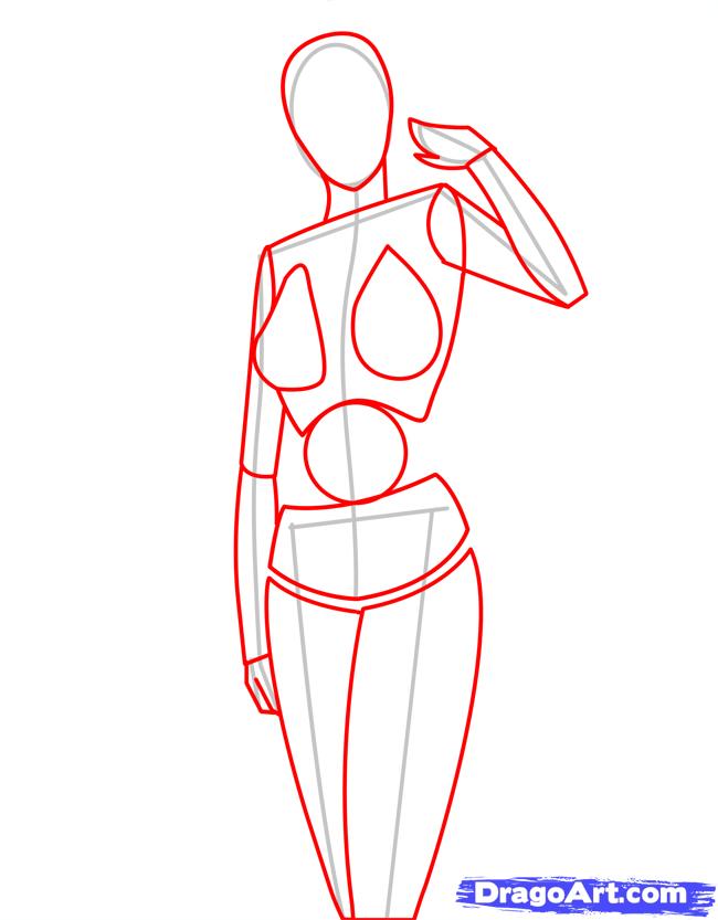 650x833 How To Draw A Female Body, Step - Female Body Anatomy Drawing