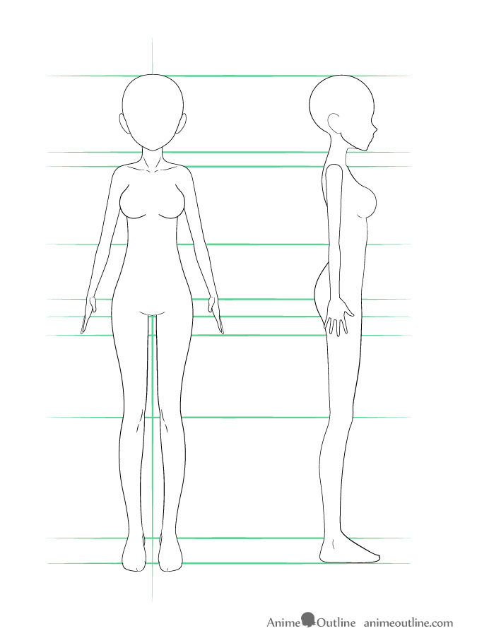 675x910 How To Draw Anime Girl Body Step - Female Body Drawing Outline