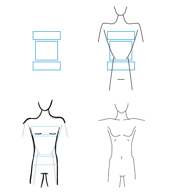 600x669 How To Draw Different Body Types For Males And Females - Female Body Drawing Outline