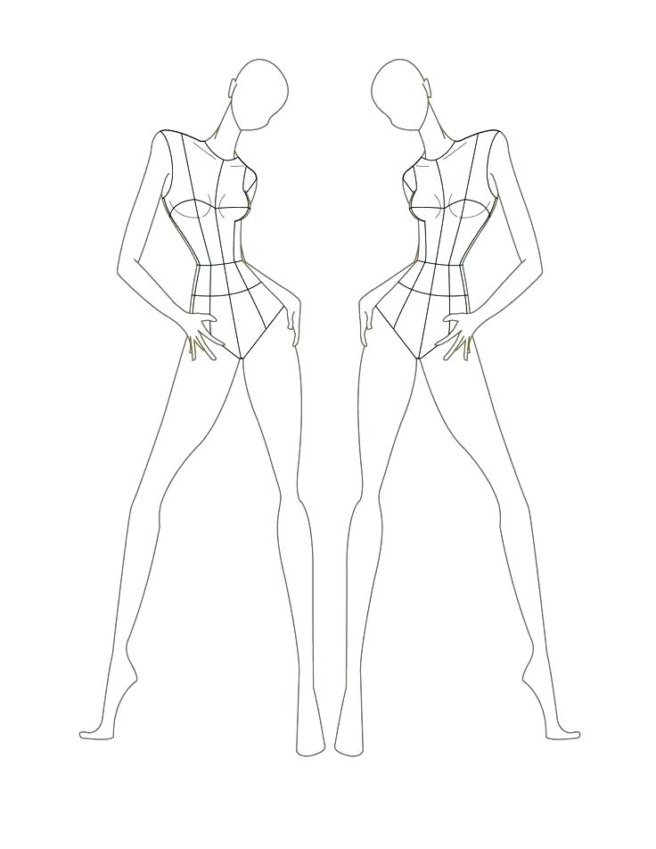 736x952 Draw Female Body Human Drawing Template How To Torso - Female Body Figure Drawing