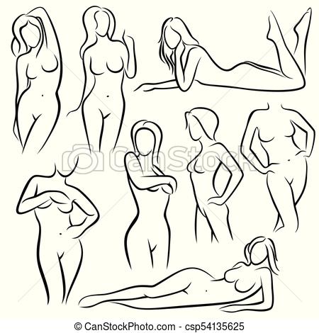 450x470 Outline Beautiful Woman Vector Silhouettes Line Female Body - Female Body Outline Drawing