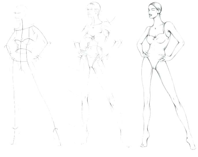 686x546 Body Sketch Outline Fashion Model Sketches Female Body Sketch - Female Body Structure Drawing